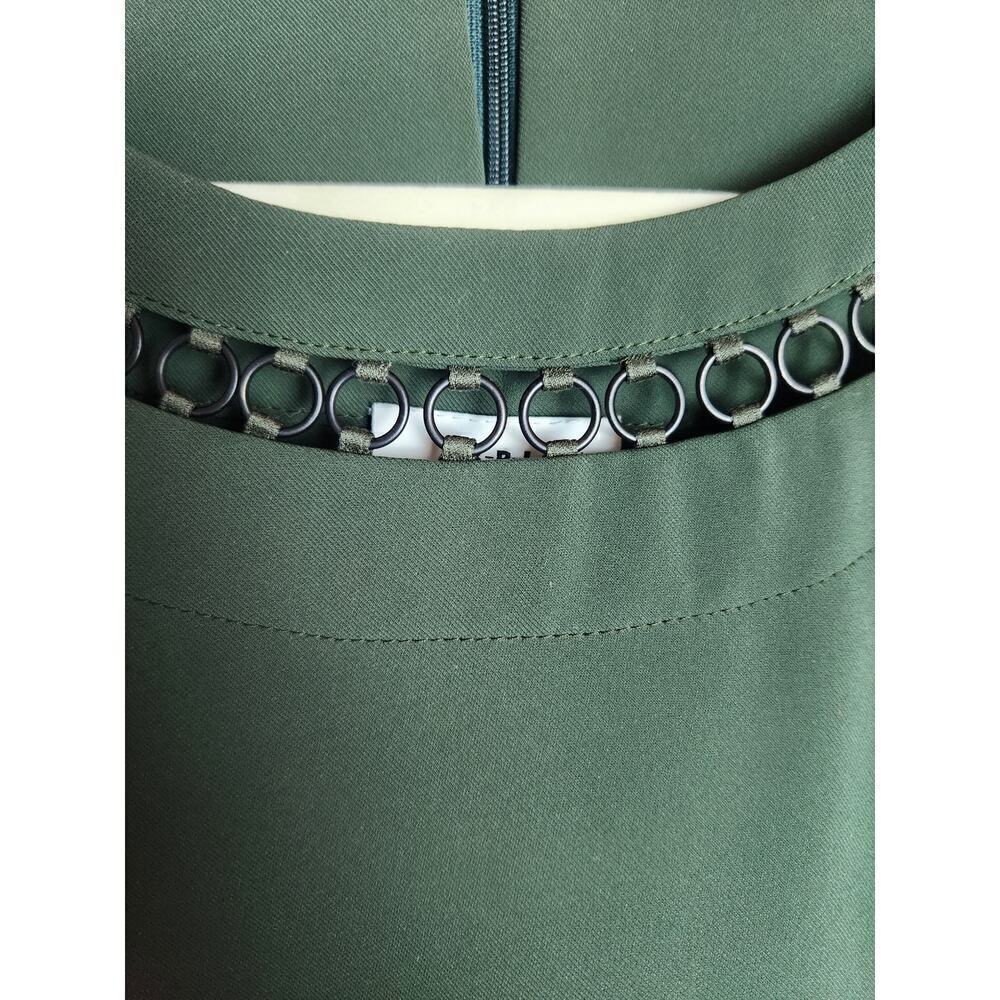 Akris Punto Laser-Cut Chained Crepe Tank Top Sz 10 dark green designer Career - Picture 3 of 10